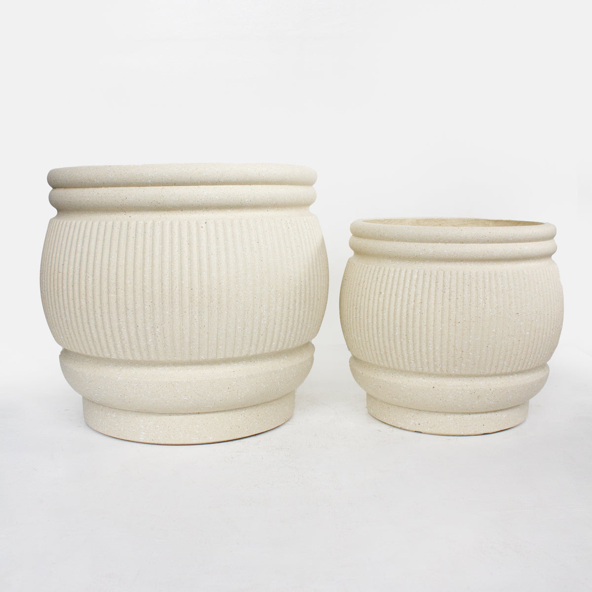 Fiber Clay Pot - Ribbed Terrazzo