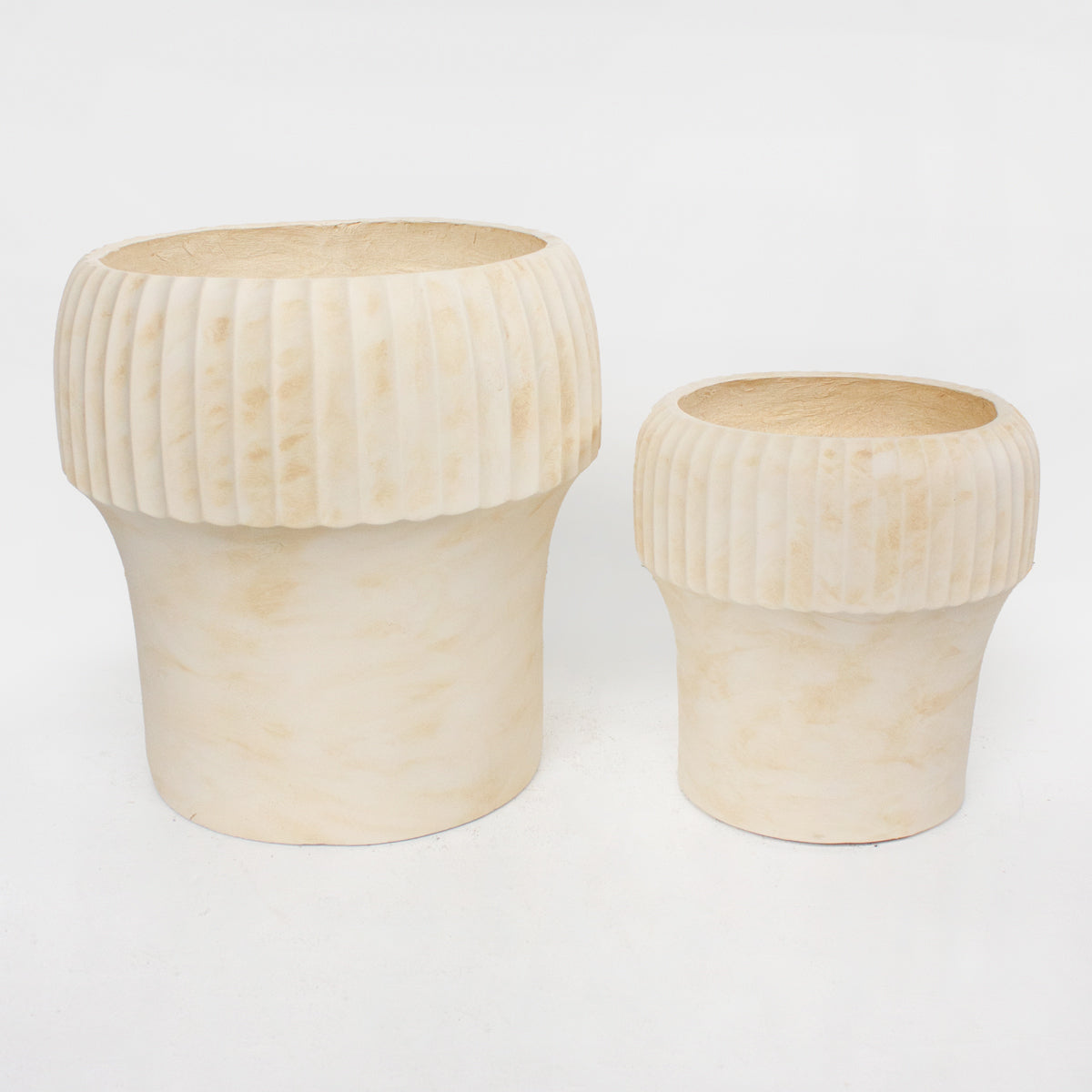 Fiber Clay Pot - Ribbed Pillar