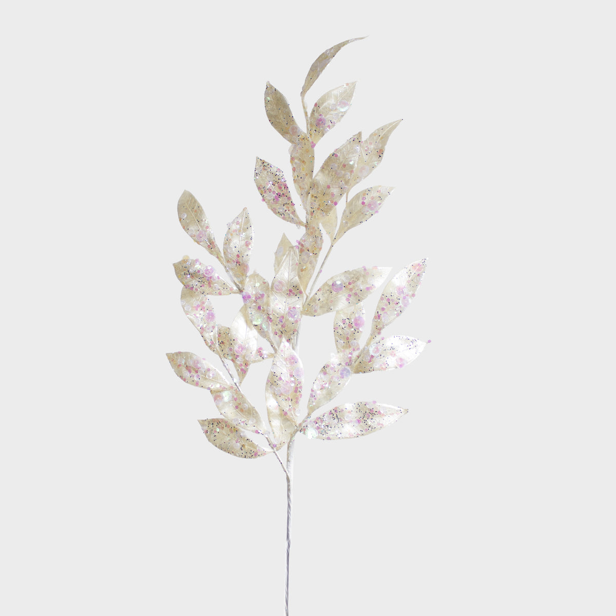 Metallic with Glitters Leaves Spray