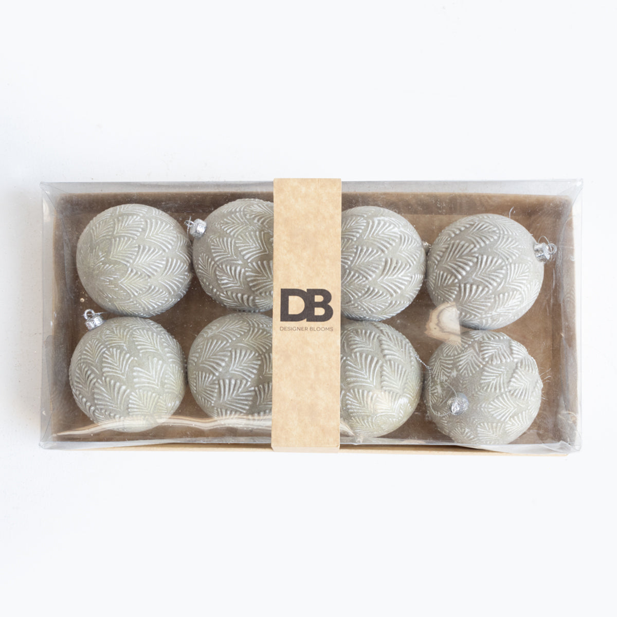 8cm Balls - Leaves Embossed Gray