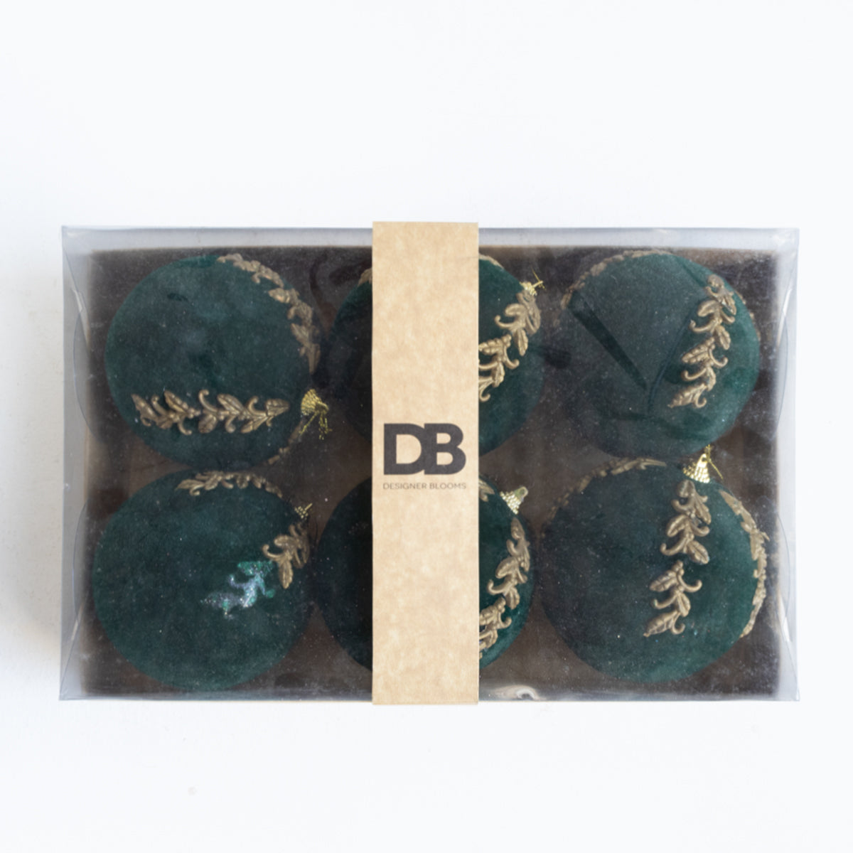 12cm Balls - Green with Leaves Design