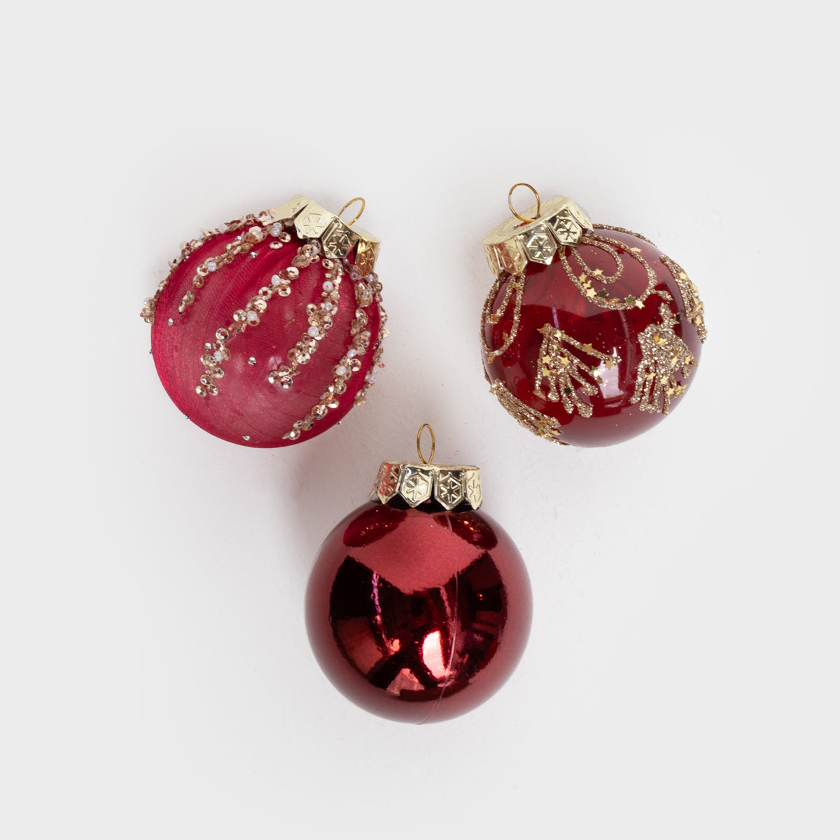 6cm Red Christmas Ornament Set