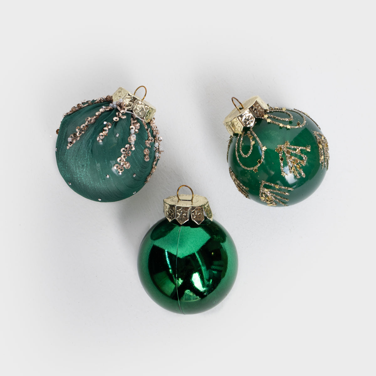 6cm Green Christmas Ornament Set