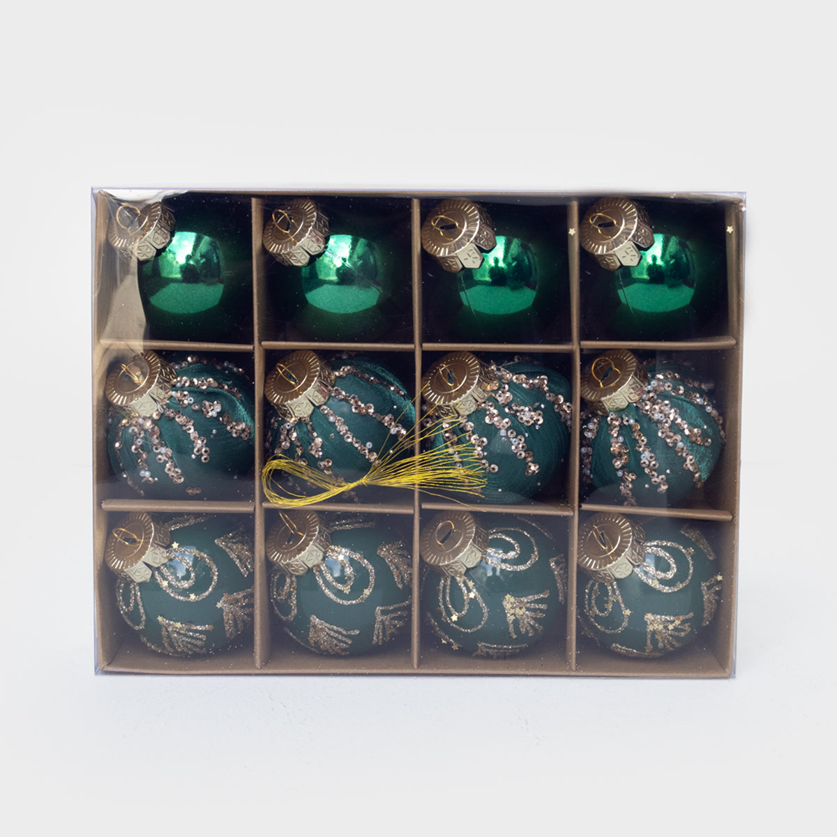 6cm Green Christmas Ornament Set
