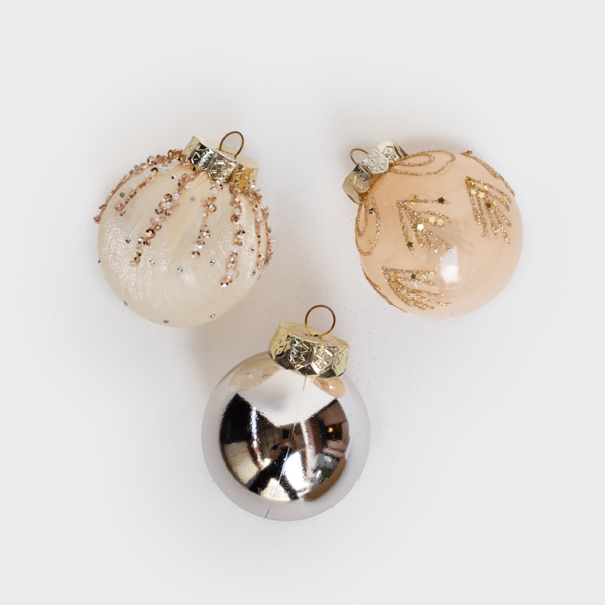 6cm Champagne Christmas Ornament Set