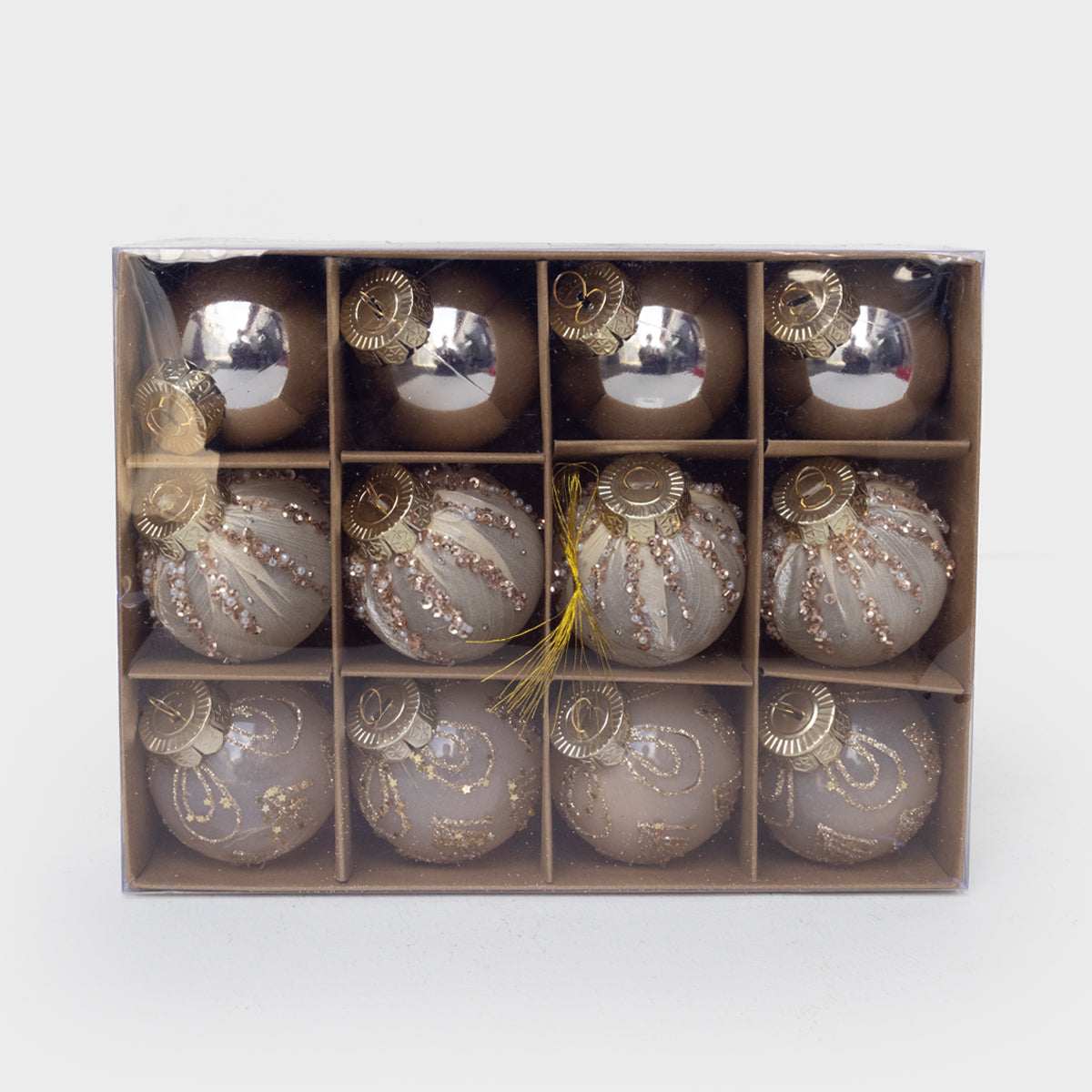6cm Champagne Christmas Ornament Set