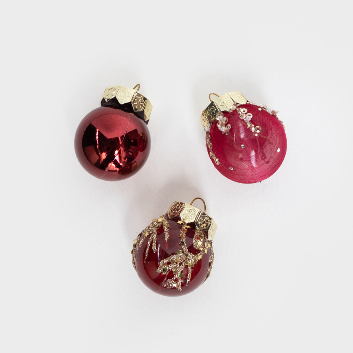 4cm Red Christmas Ornament Set