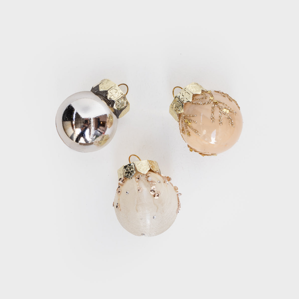 4cm Champagne Christmas Ornament Set