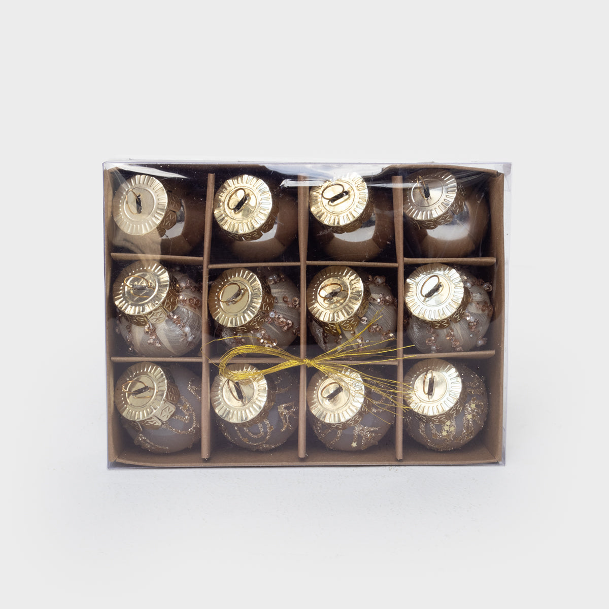 4cm Champagne Christmas Ornament Set