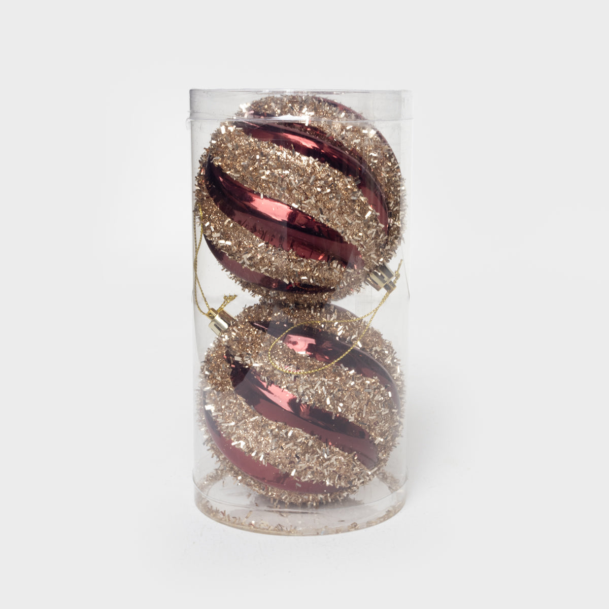 Glittered Tinsel Ball x2