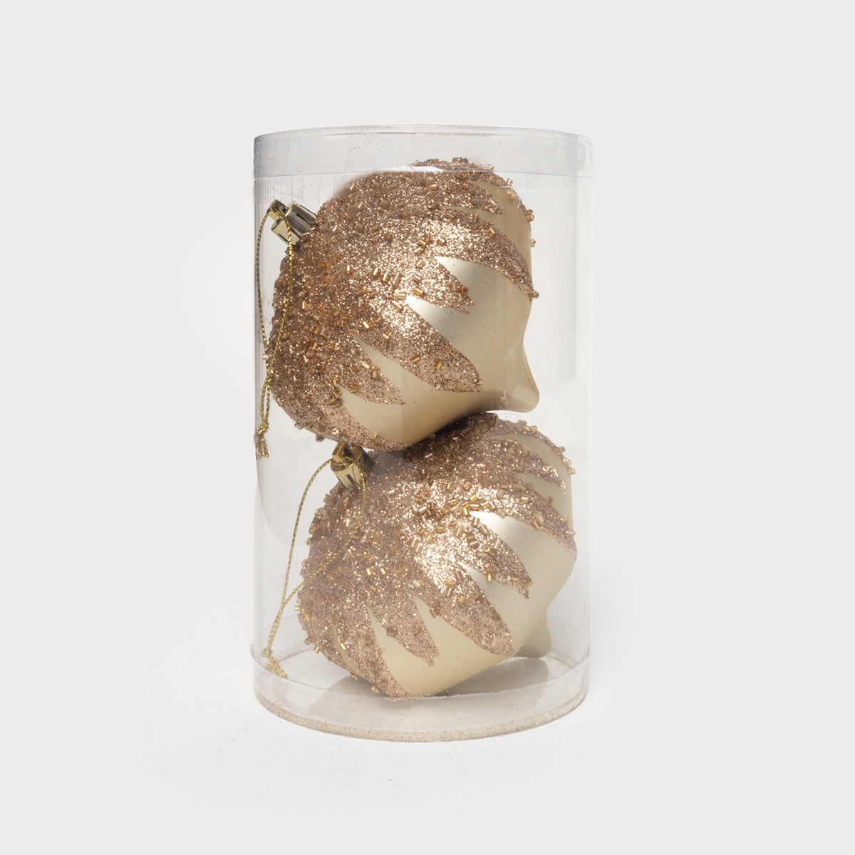 Gold Glittered Finial Ornament x2