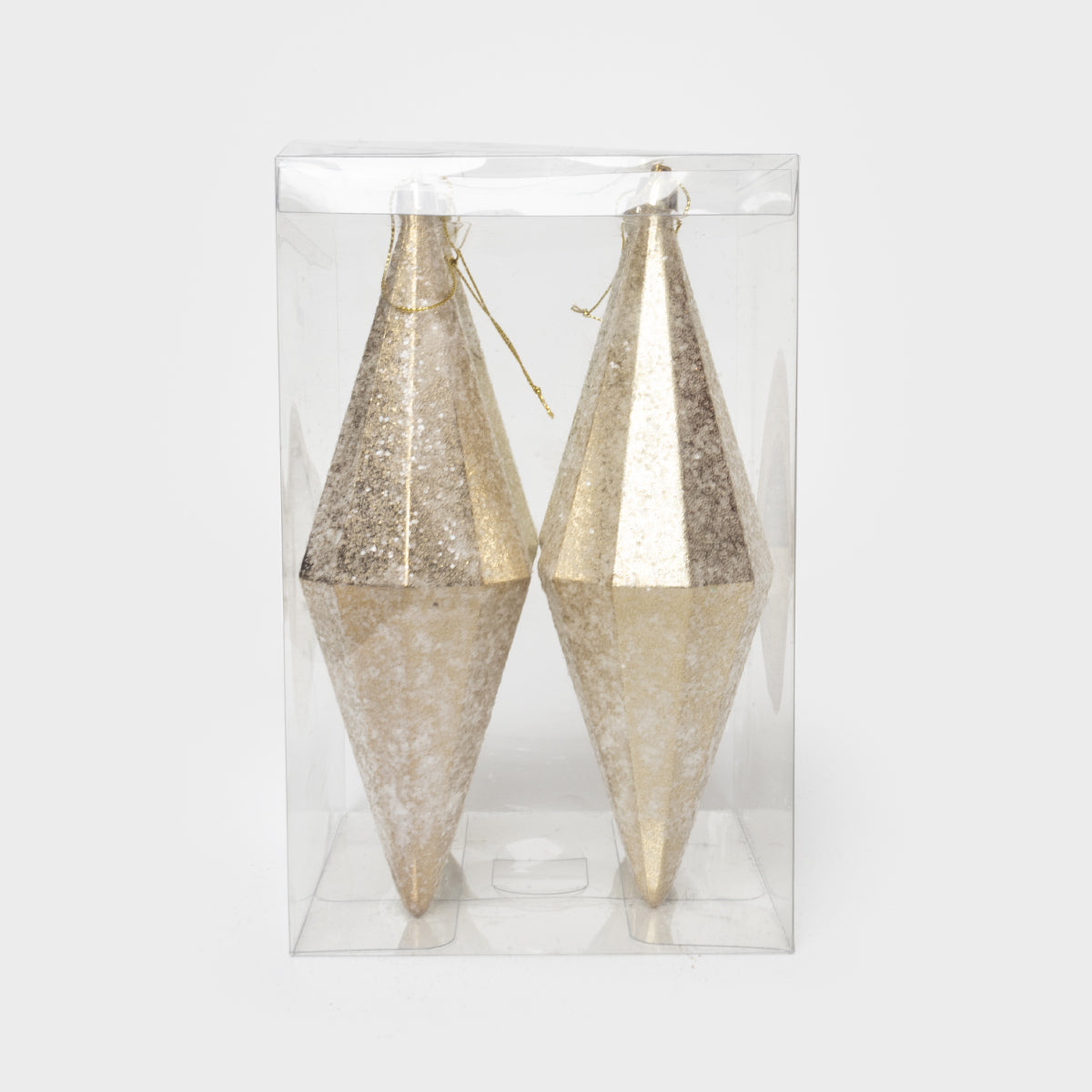 Gold Diamond Frosted Ornament x4
