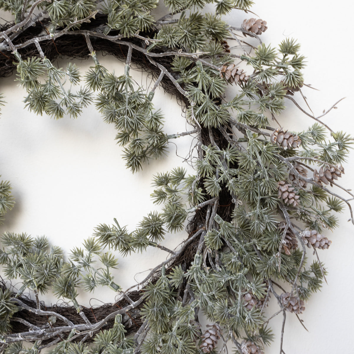 Frosted Cedar Wreath with Pinecones
