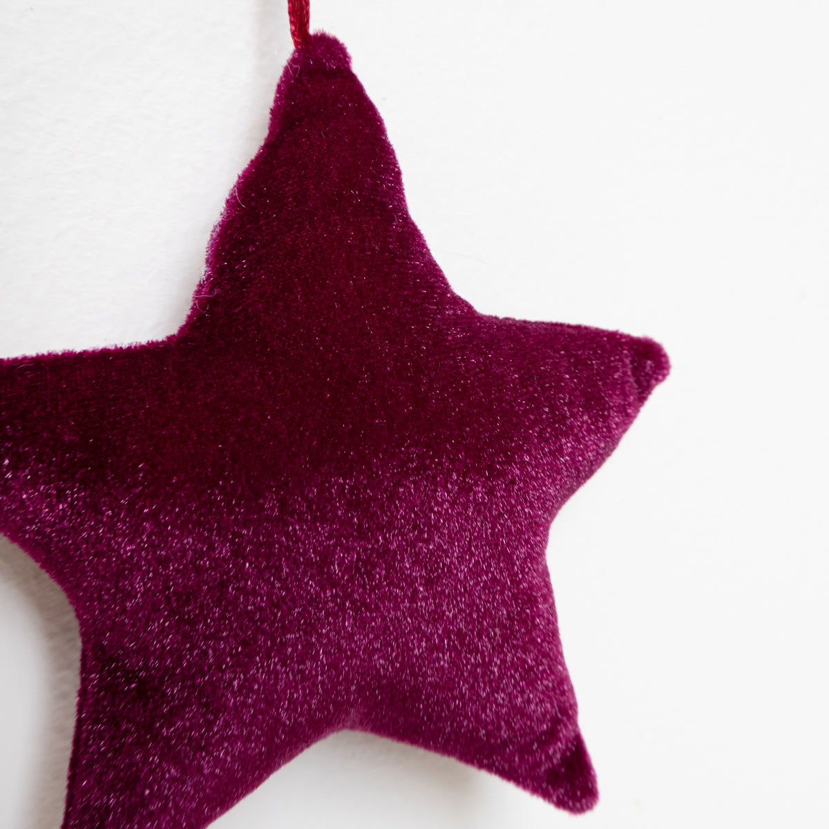 Deep Red Star Shaped Plushy Ornament
