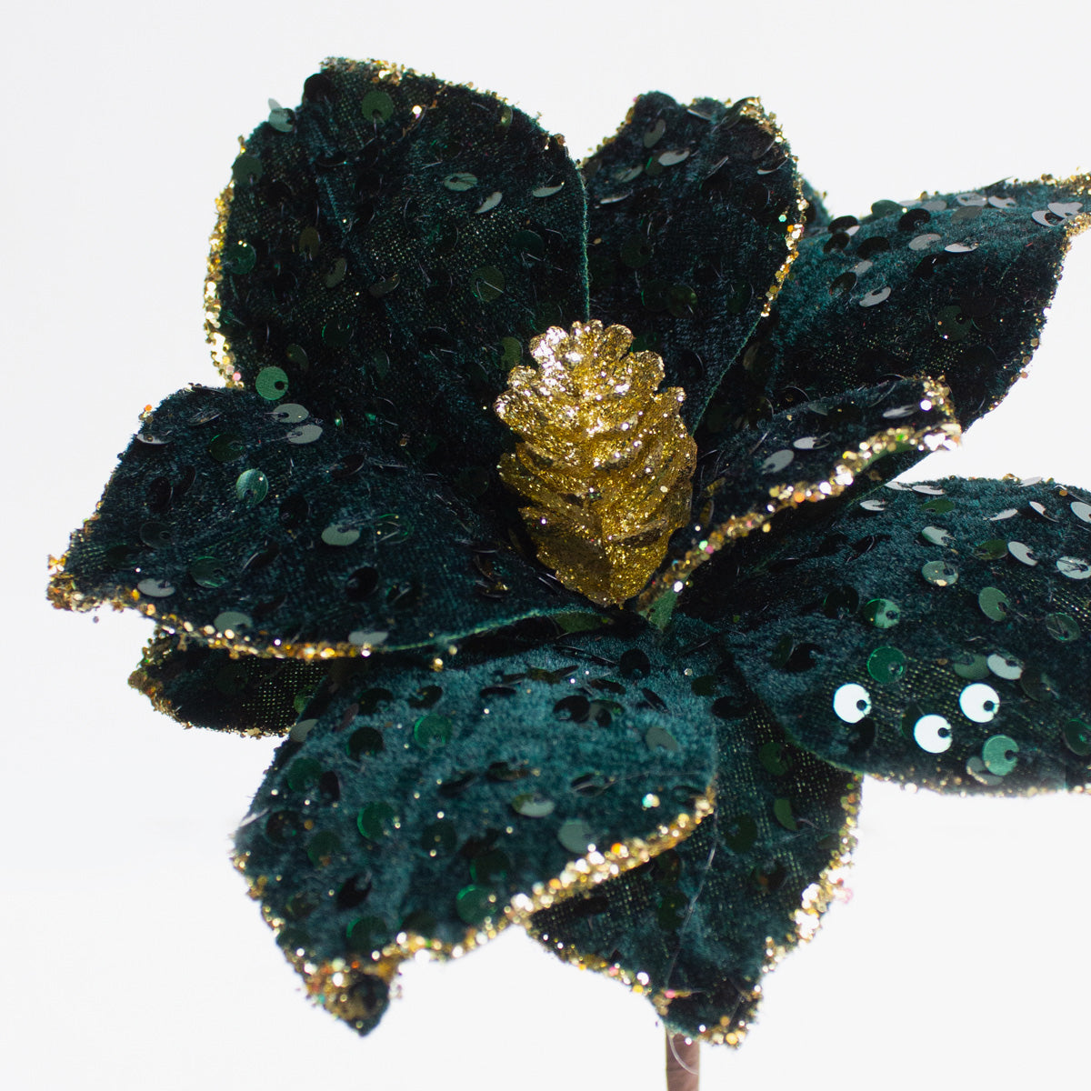 Glittered Velvet Magnolia with Sequence 29cm