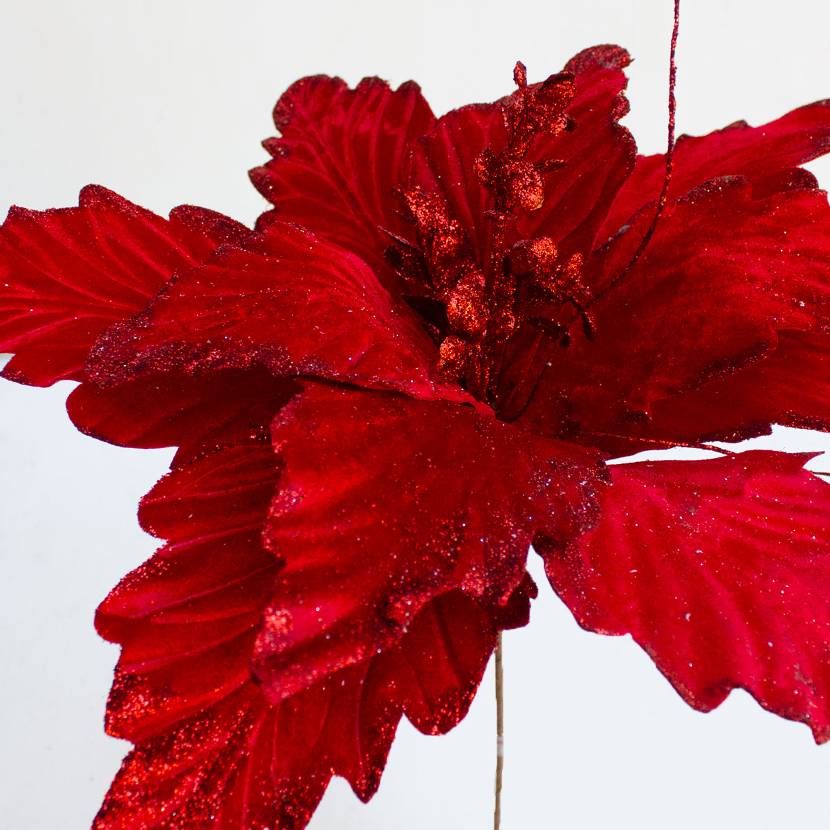 Glittered Poinsettia Red 48cm