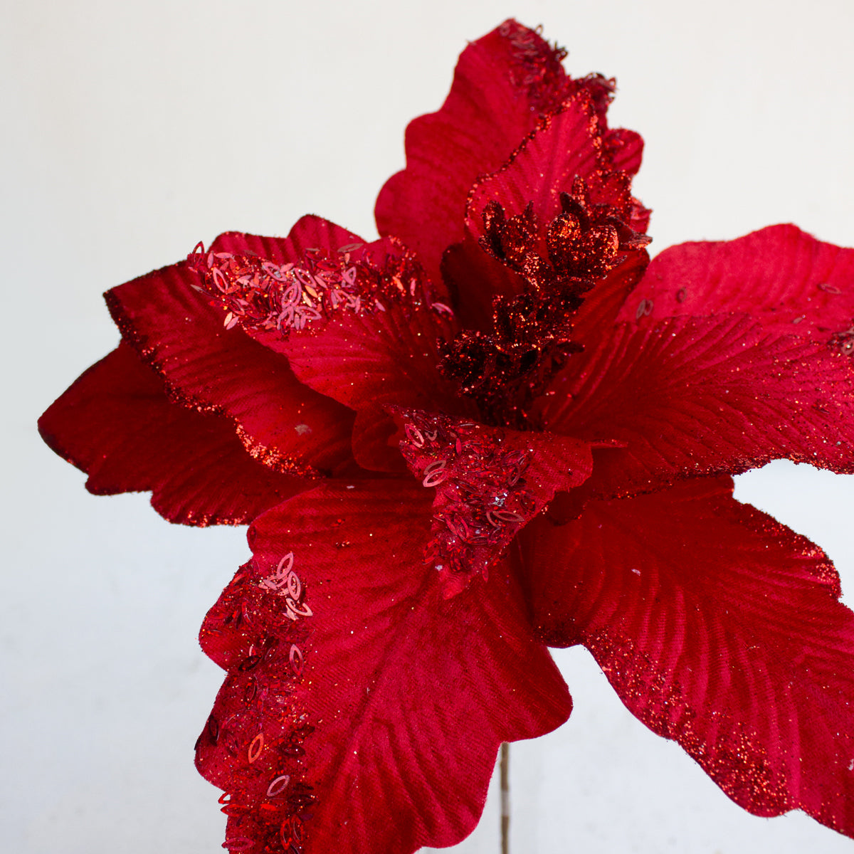 Glittered Poinsettia Red 40cm