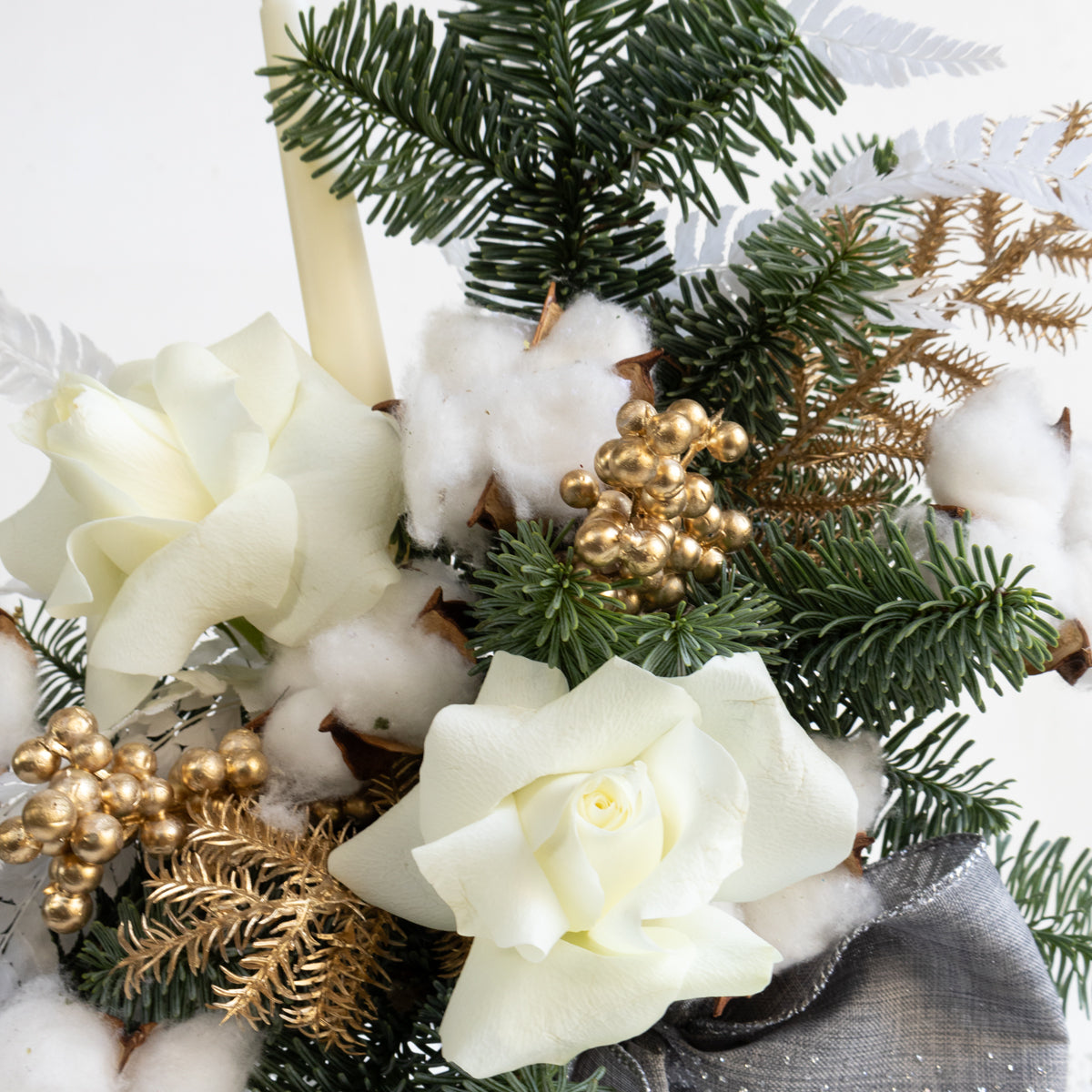 Fresh Pine on Candelabra - White