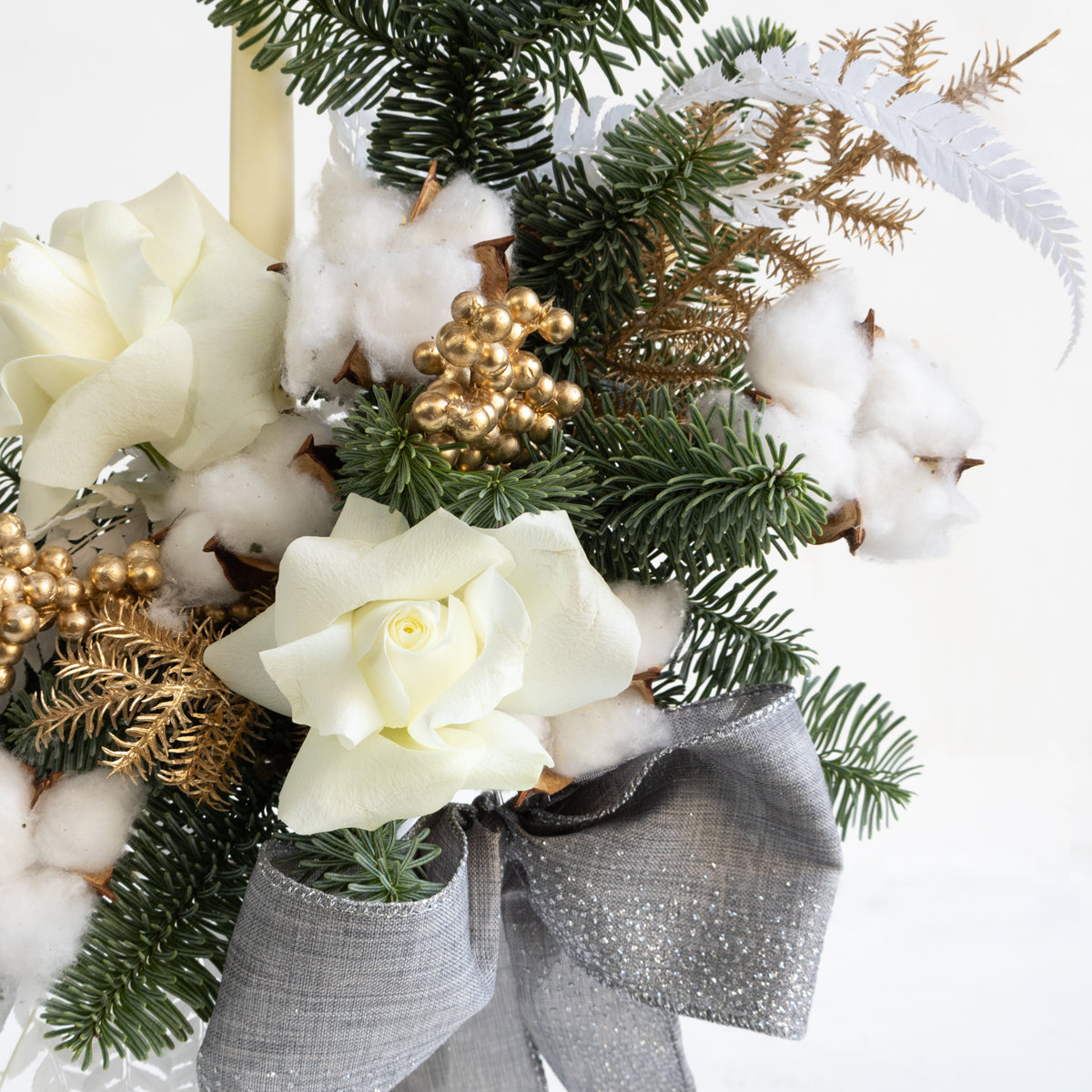 Fresh Pine on Candelabra - White