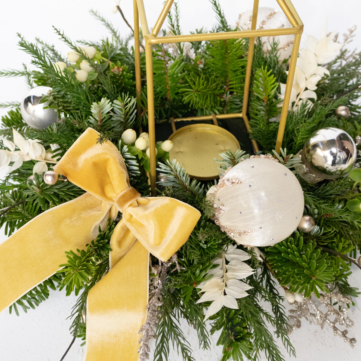 Gilded Simplicity Real Pine Candle Centerpiece