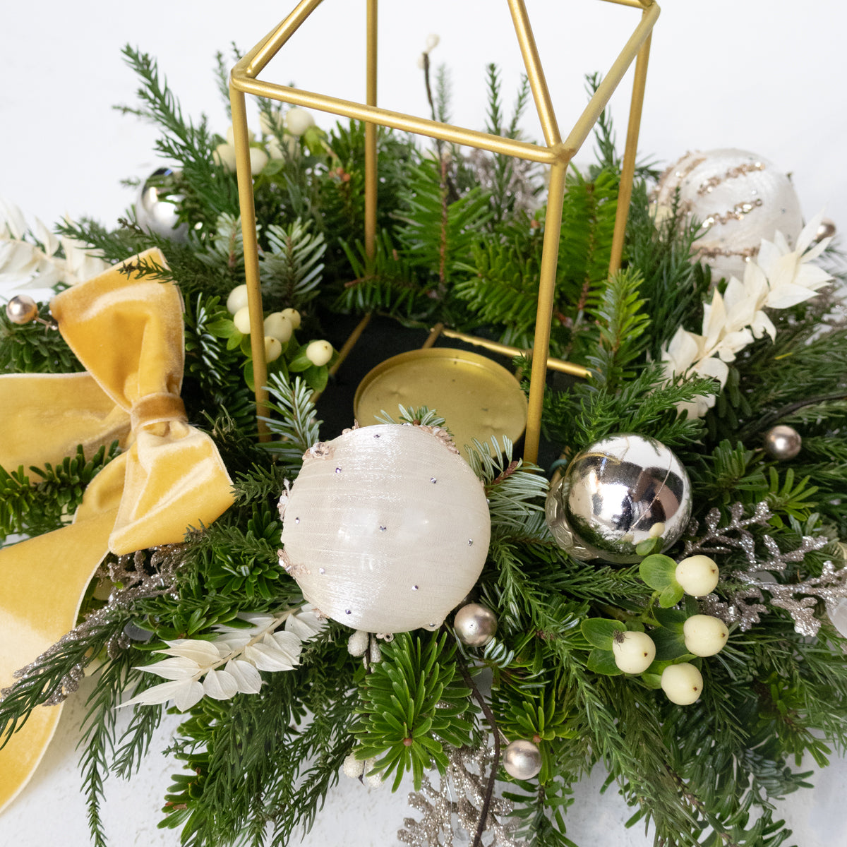 Gilded Simplicity Real Pine Candle Centerpiece