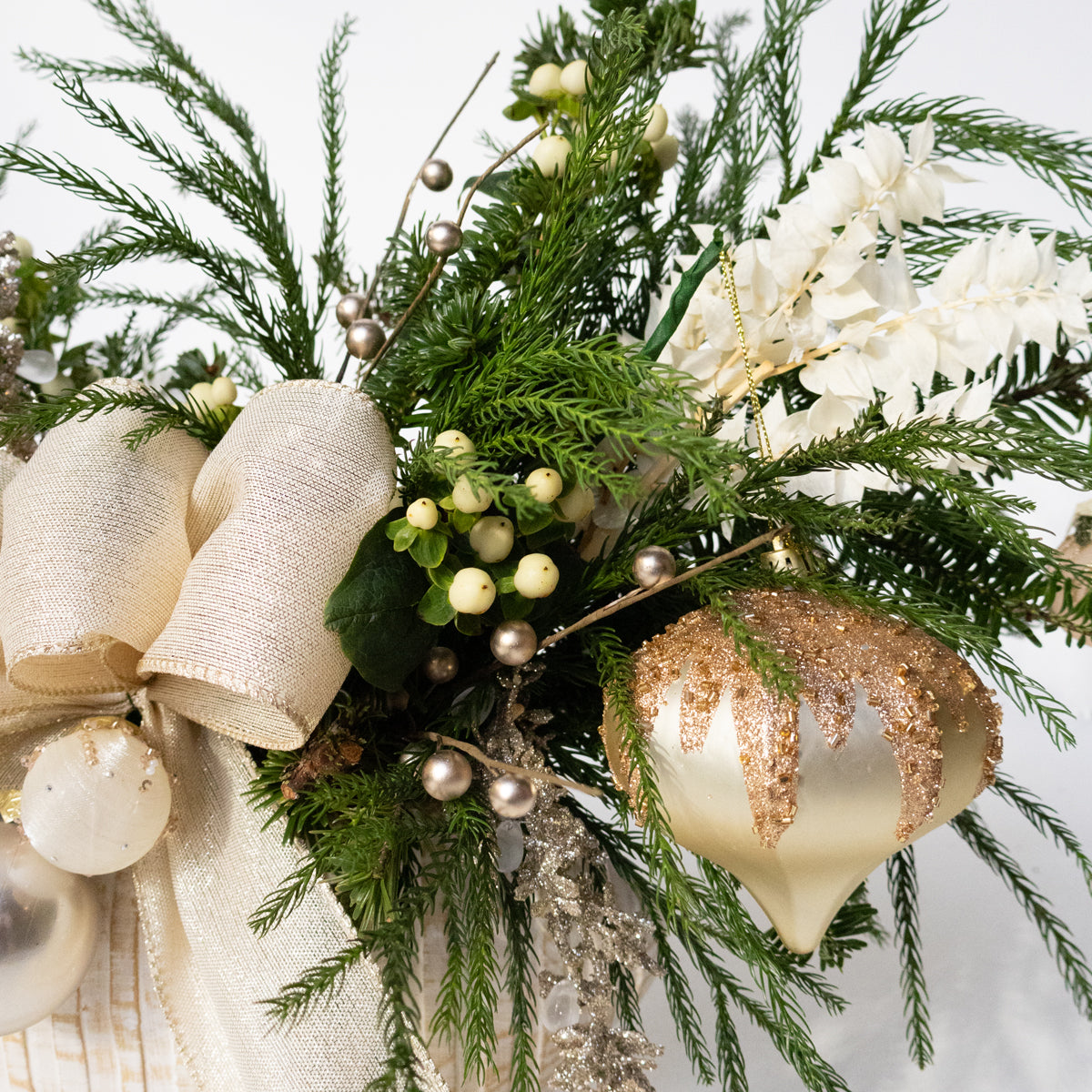Gilded Simplicity Real Pine Long & Low Centerpiece