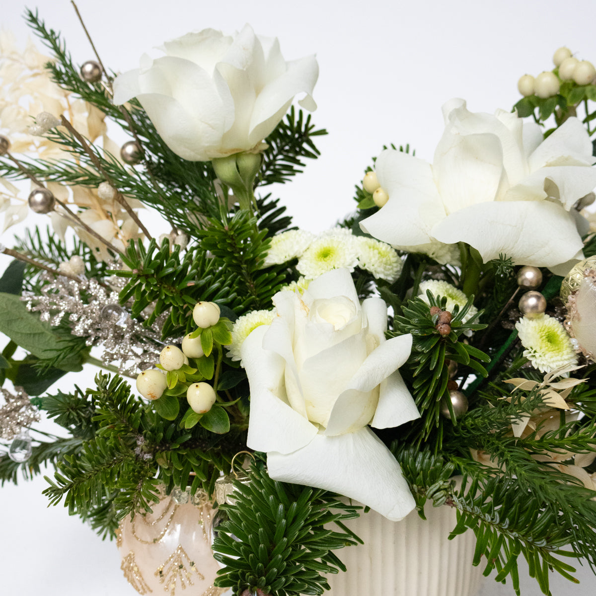 Gilded Simplicity Real Pine & Roses Short Vase