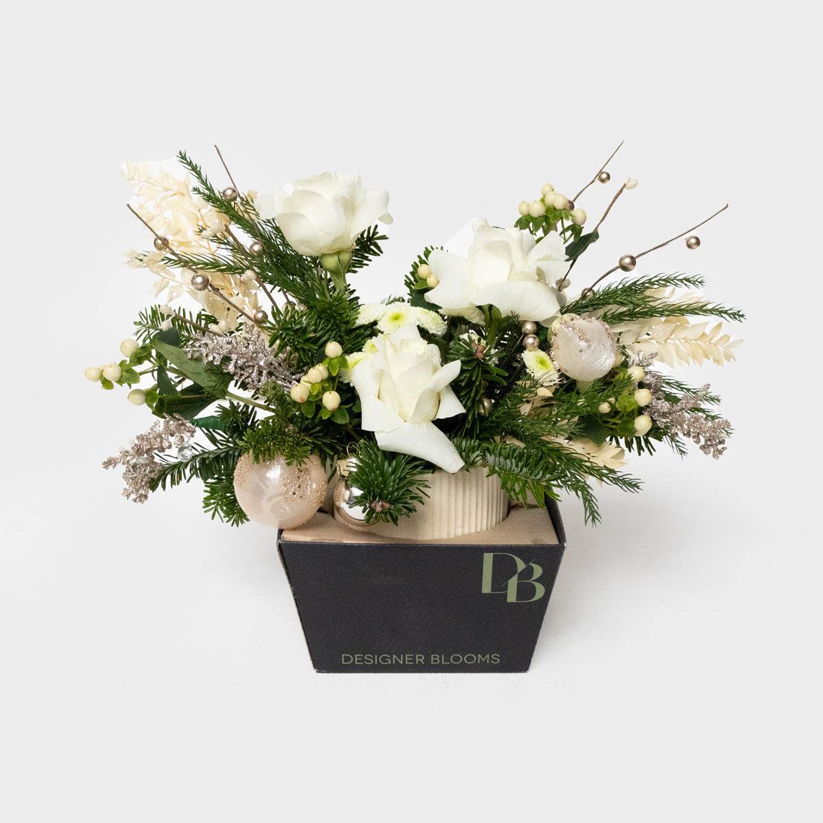 Gilded Simplicity Real Pine & Roses Short Vase