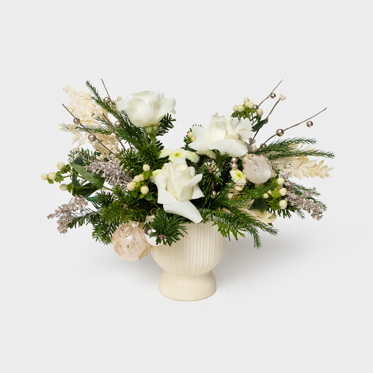 Gilded Simplicity Real Pine & Roses Short Vase