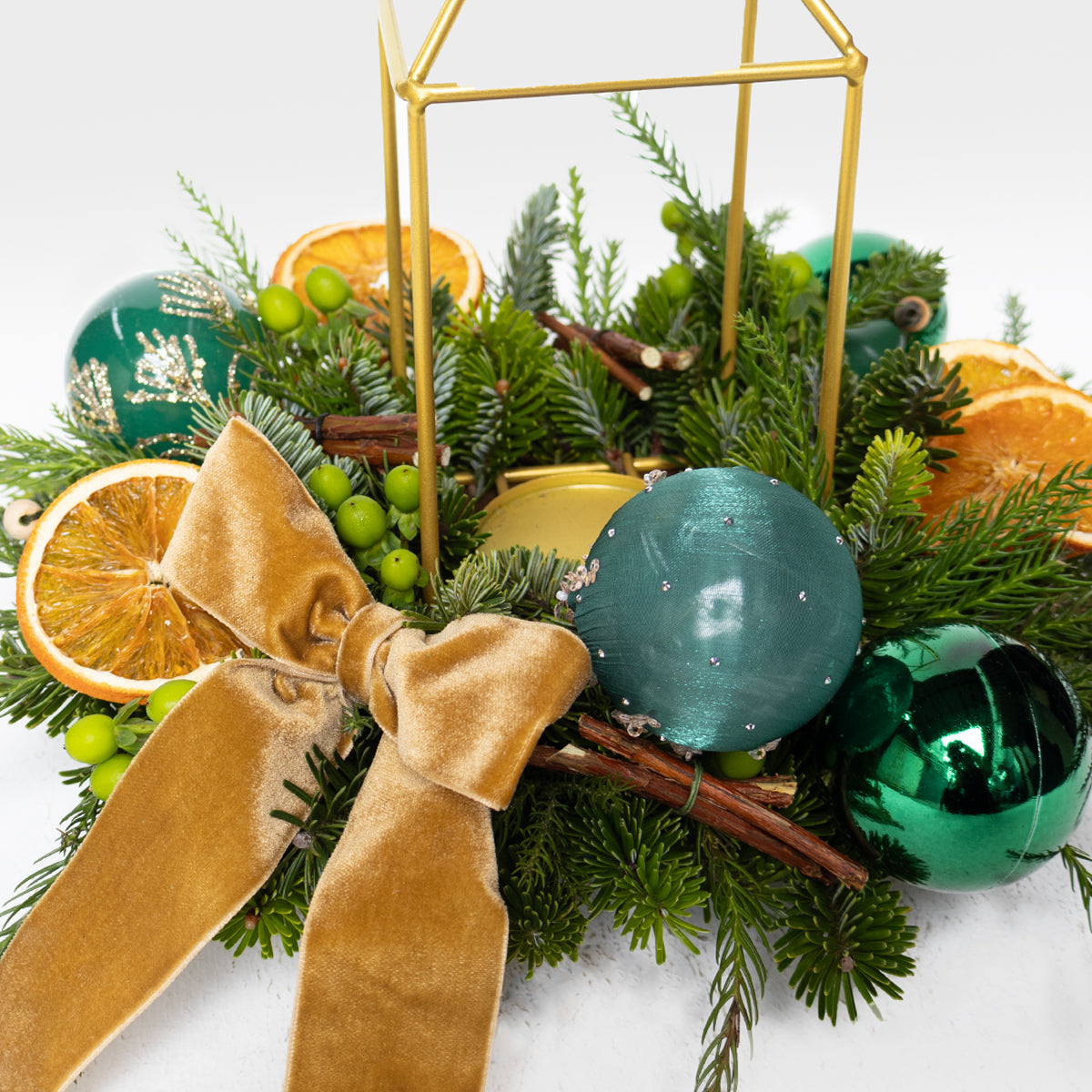 Vintage Evergreen Real Pine Candle Centerpiece