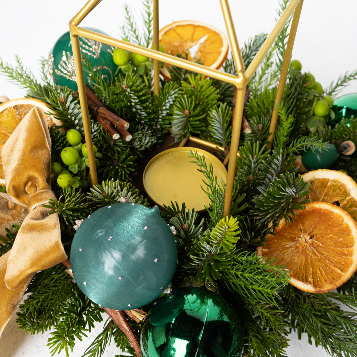 Vintage Evergreen Real Pine Candle Centerpiece