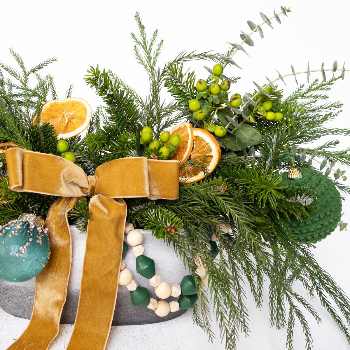 Vintage Evergreen Real Pine Long & Low Centerpiece