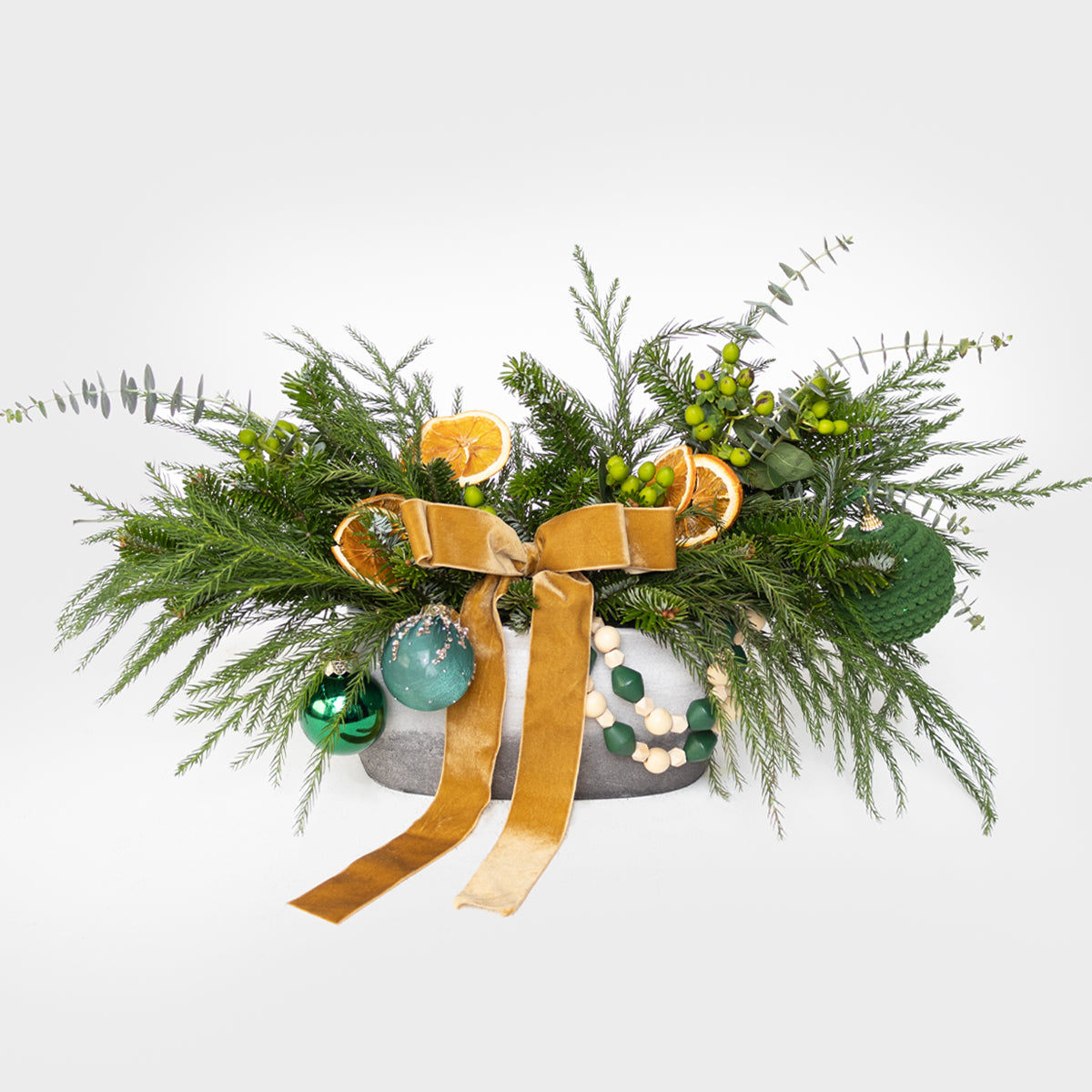 Vintage Evergreen Real Pine Long & Low Centerpiece
