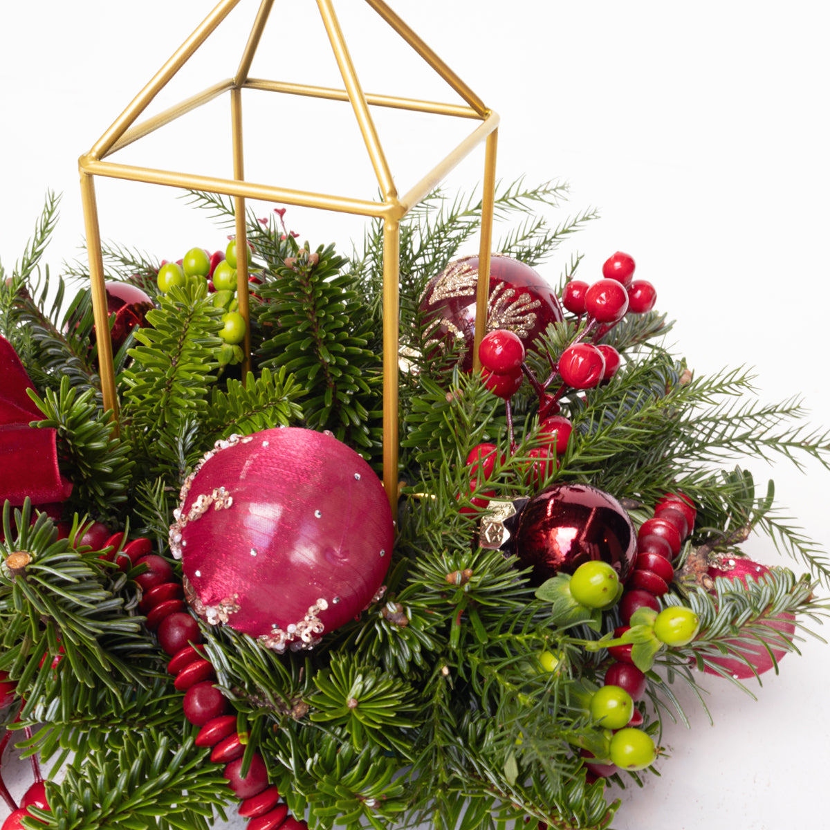 Red Reverie Real Pine Candle Centerpiece