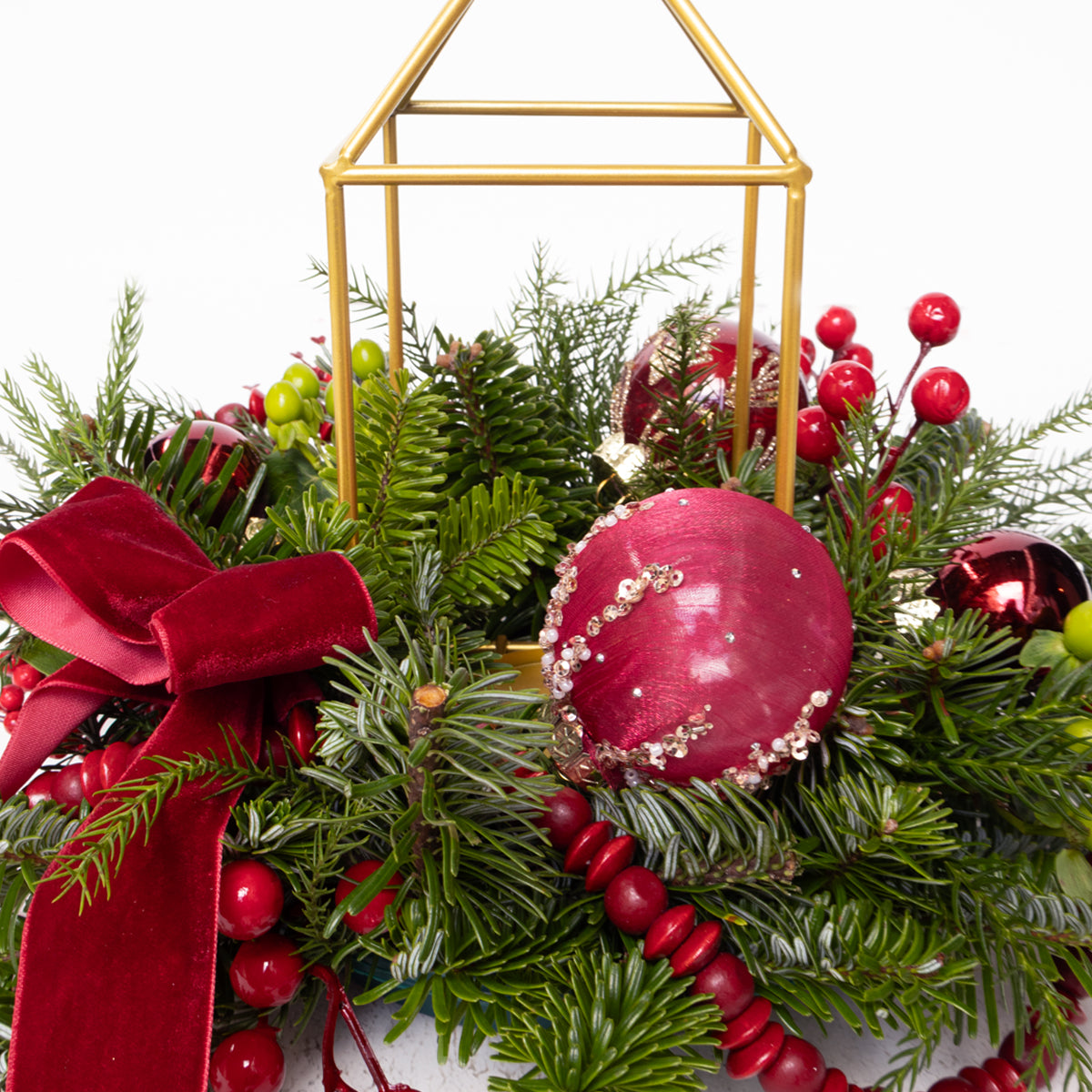 Red Reverie Real Pine Candle Centerpiece