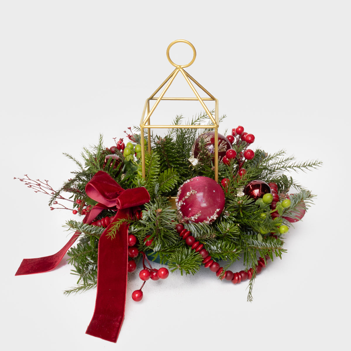 Red Reverie Real Pine Candle Centerpiece