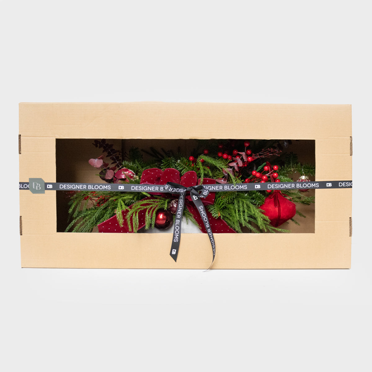 Red Reverie Real Pine Long & Low Centerpiece