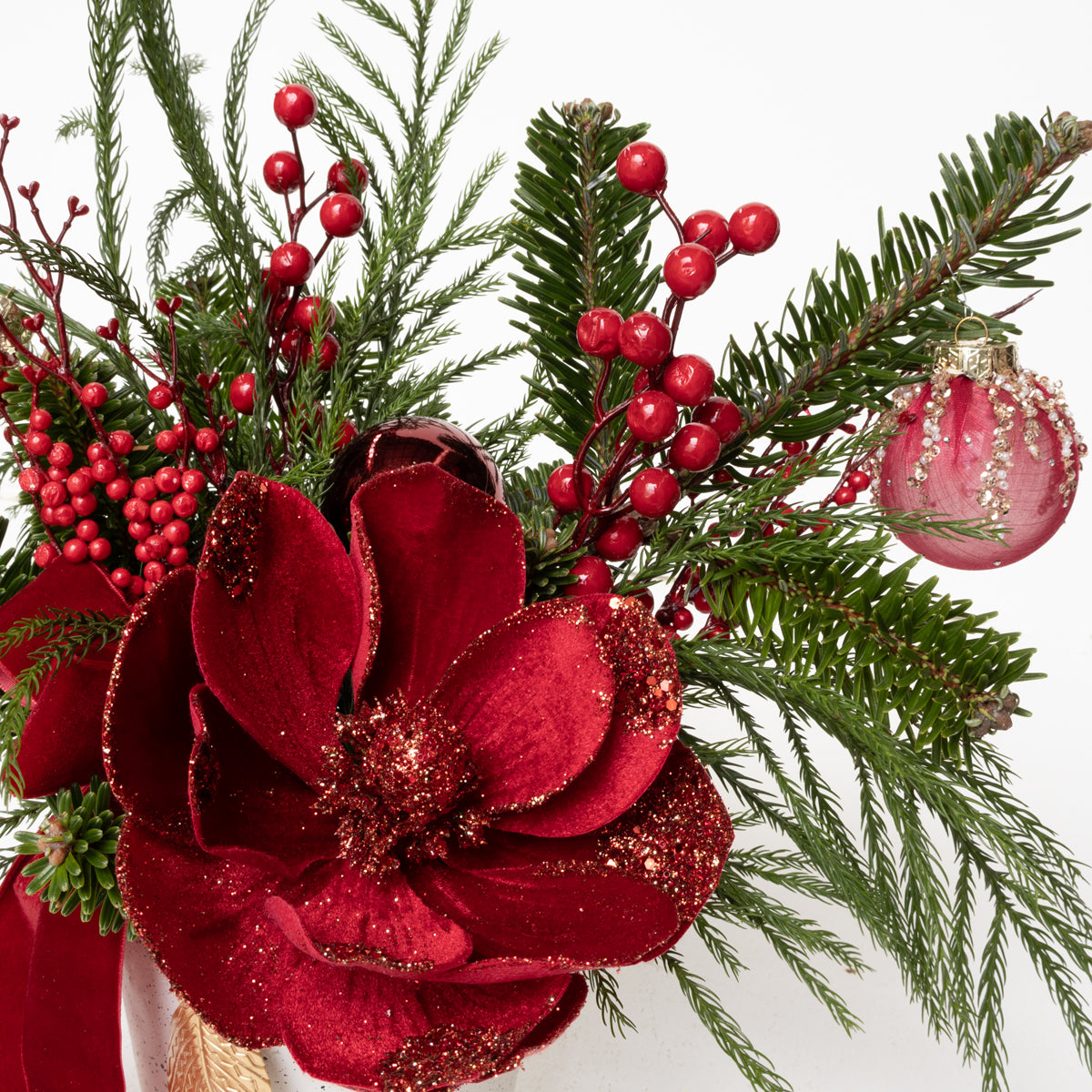 Red Reverie Real Pine Short Vase