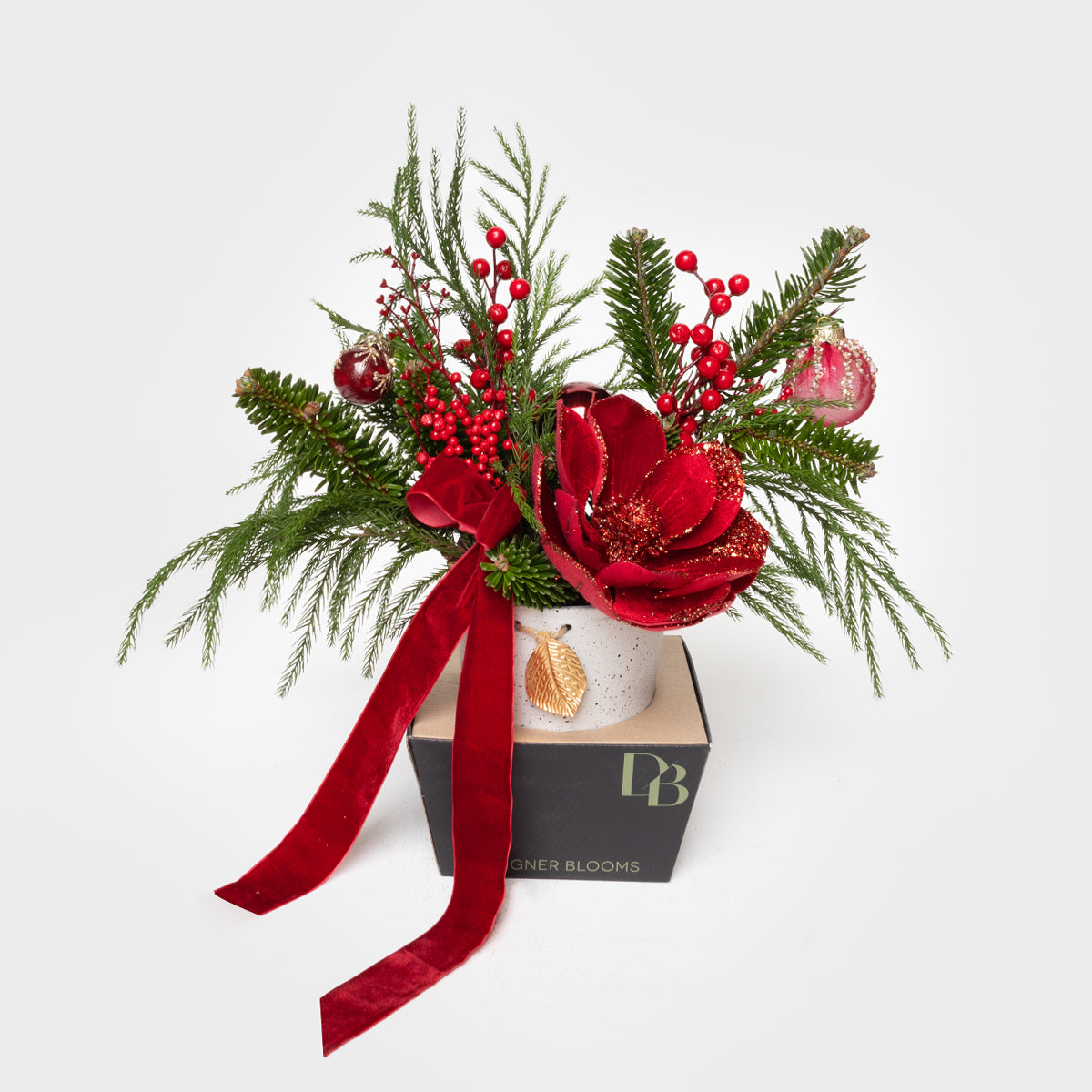 Red Reverie Real Pine Short Vase