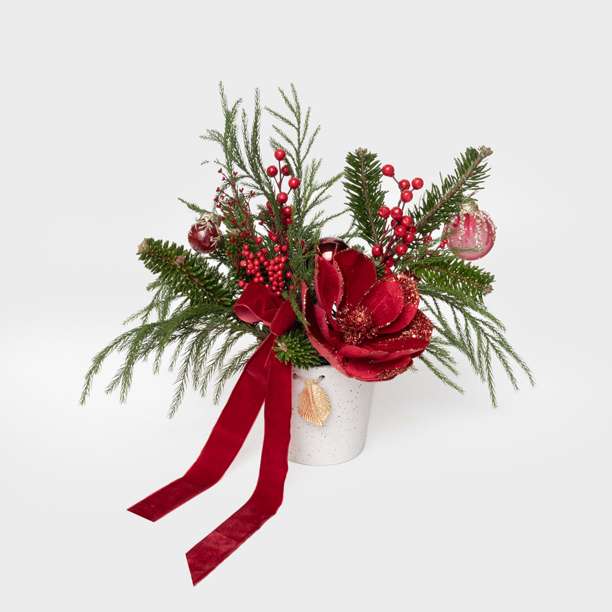 Red Reverie Real Pine Short Vase