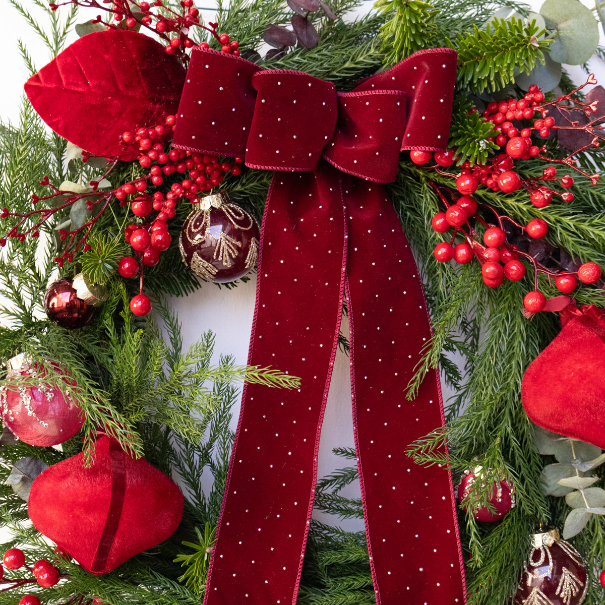 Red Reverie Real Pine Wreath