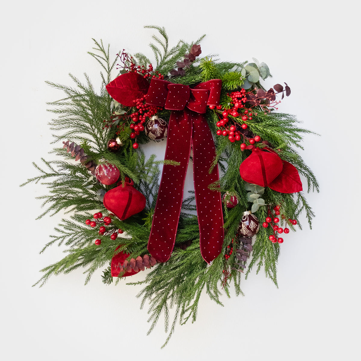 Red Reverie Real Pine Wreath