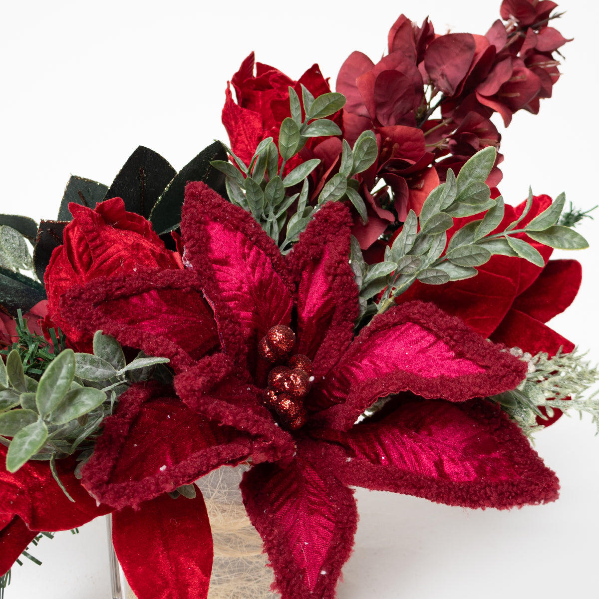 Crimson Evergreen Centerpiece