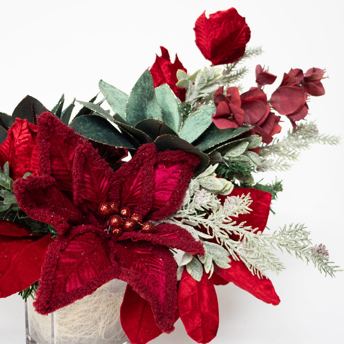 Crimson Evergreen Centerpiece