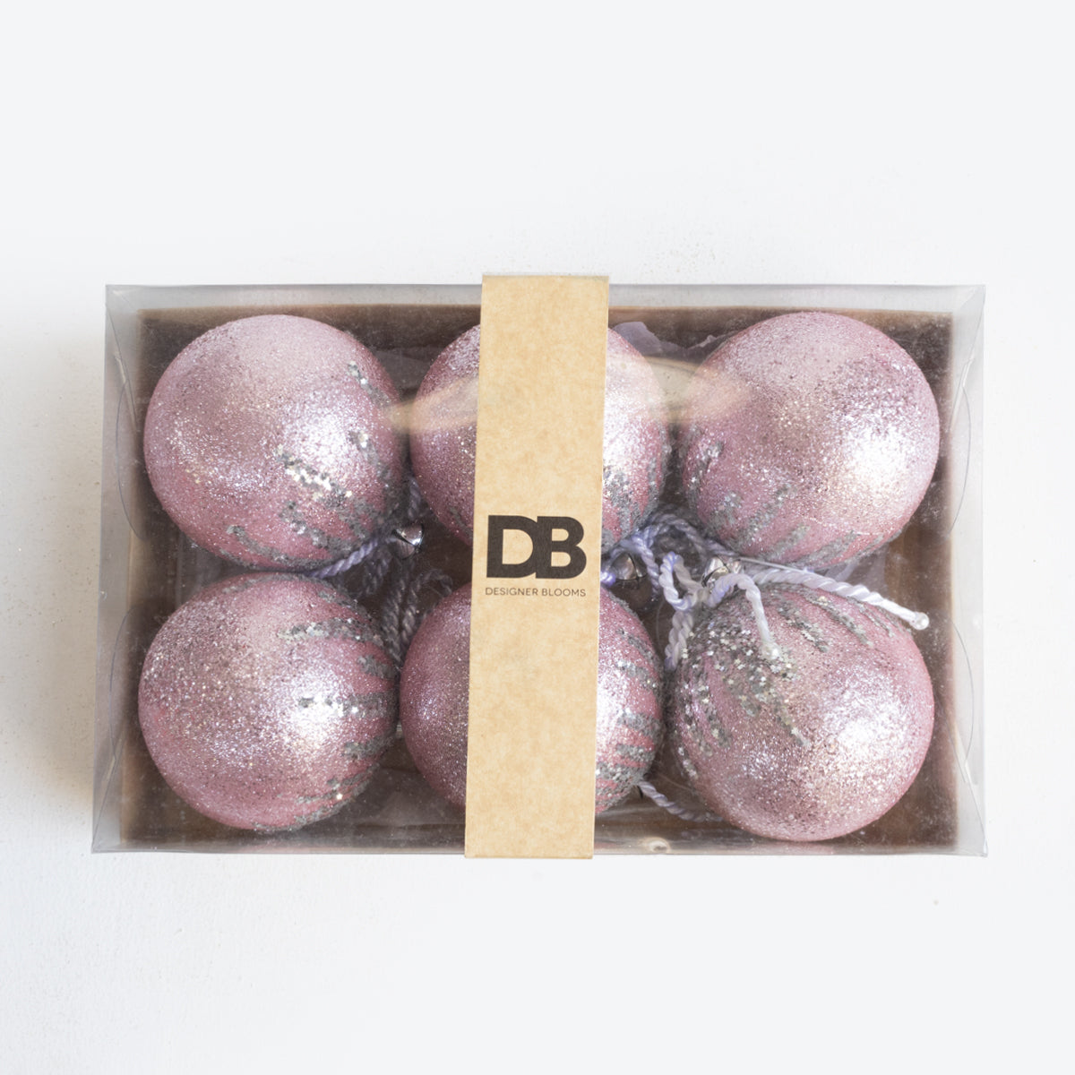 12cm Balls - Pink with Glittered Crown