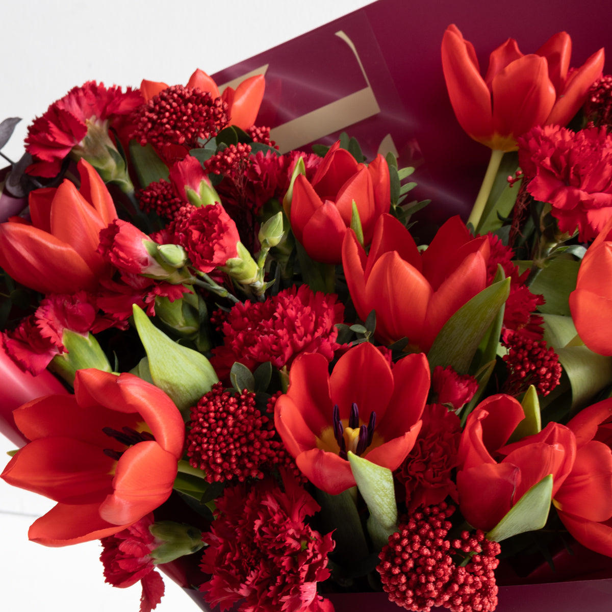 Tulips and Carnations - Red Bouquet