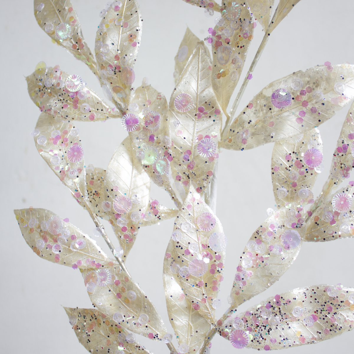 Metallic with Glitters Leaves Spray