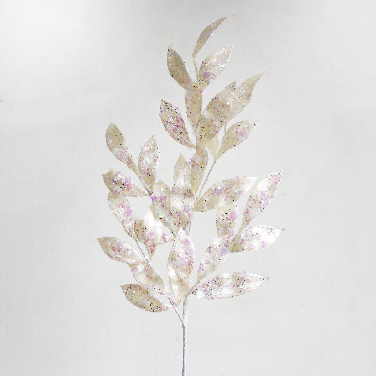 Metallic with Glitters Leaves Spray