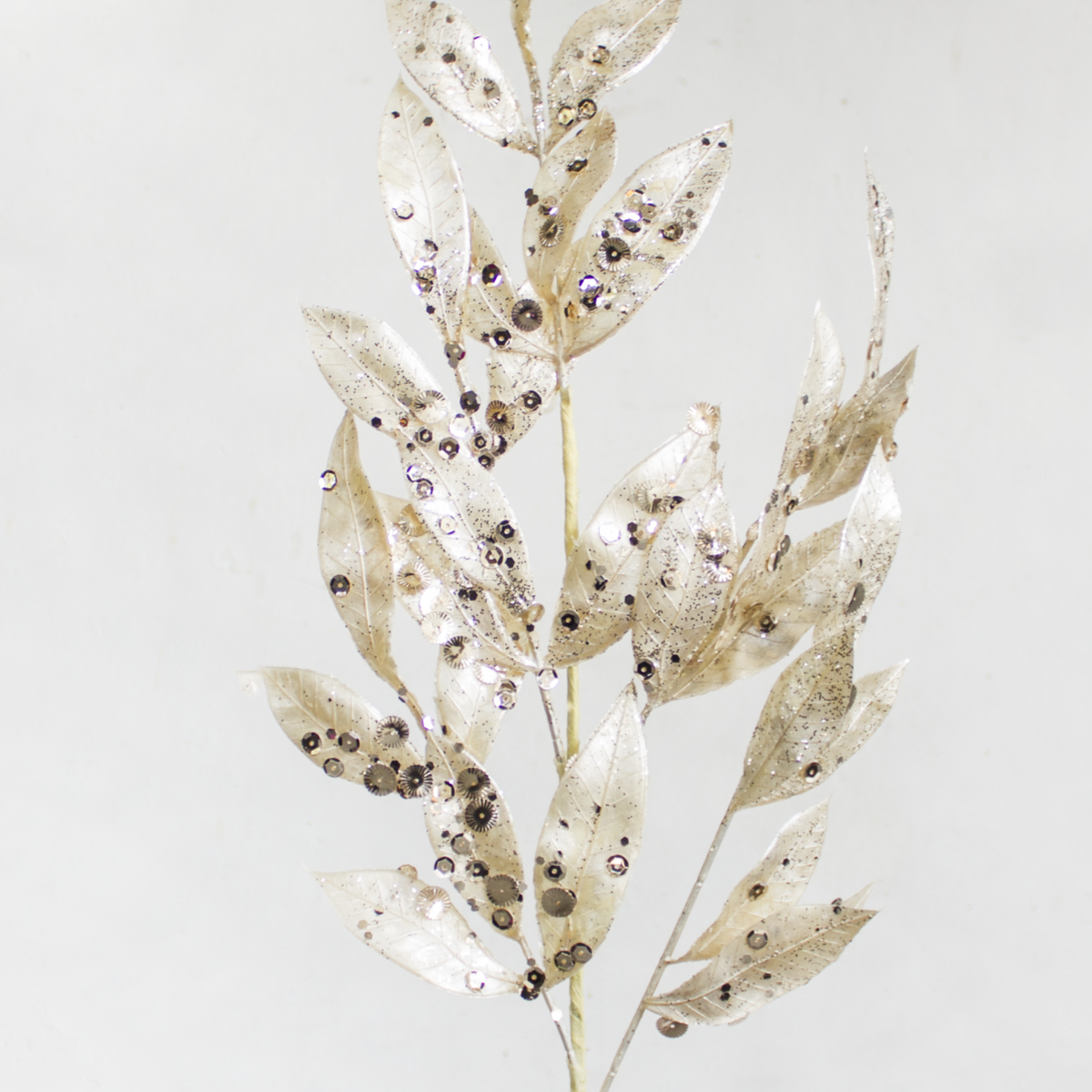 Metallic with Glitters Leaves Spray