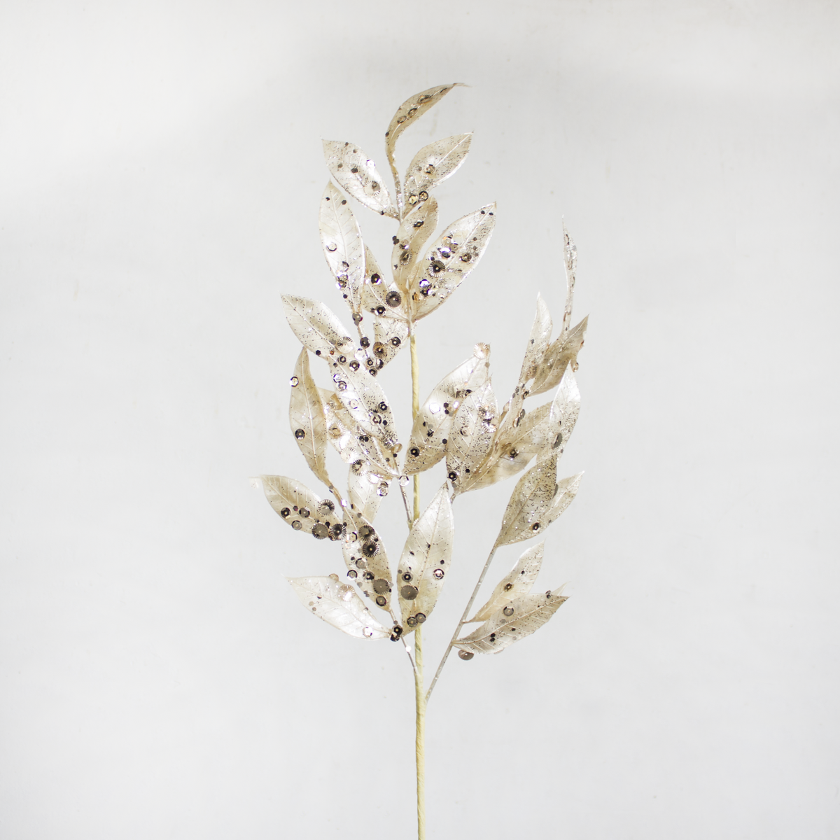 Metallic with Glitters Leaves Spray